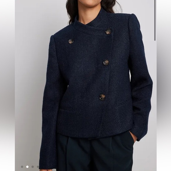 Claire Rose x NA-KD Womens boxy fit blazer jacket Navy size 34 - Picture 2 of 8